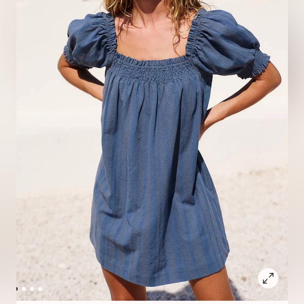 Free people Mila Mini Dress Blue Mirage Size S